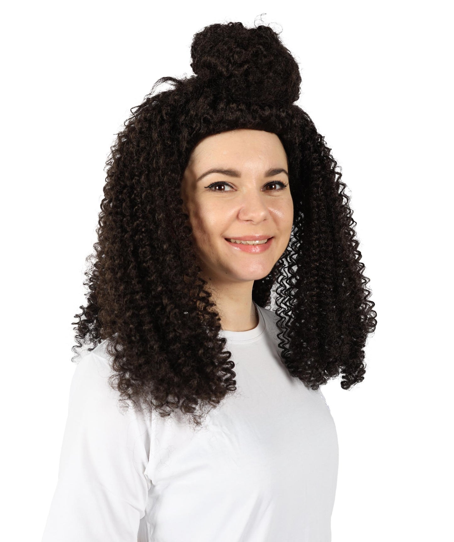 Wigs2you H-7136 女性用ボリュームたっぷりミディアムブラウンカーリーハーフアップウィッグ｜ハロウィン＆コスプレウィッグ｜難燃性合成繊維