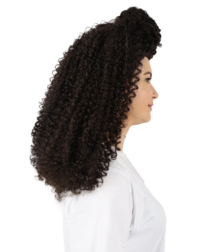 Wigs2you H-7136 女性用ボリュームたっぷりミディアムブラウンカーリーハーフアップウィッグ｜ハロウィン＆コスプレウィッグ｜難燃性合成繊維