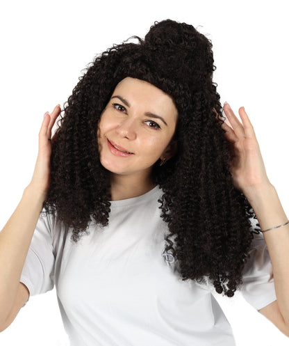 Wigs2you H-7136 女性用ボリュームたっぷりミディアムブラウンカーリーハーフアップウィッグ｜ハロウィン＆コスプレウィッグ｜難燃性合成繊維