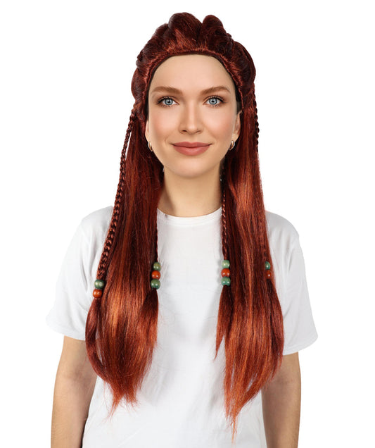 Wigs2you H-7138 勇猛な女狩人をイメージした戦士風の編み込みロングブラウンウィッグ｜ハロウィン＆コスプレ用ウィッグ｜難燃性合成繊維
