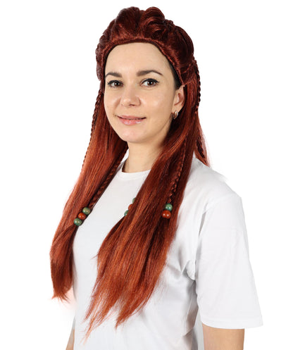 Wigs2you H-7138 勇猛な女狩人をイメージした戦士風の編み込みロングブラウンウィッグ｜ハロウィン＆コスプレ用ウィッグ｜難燃性合成繊維