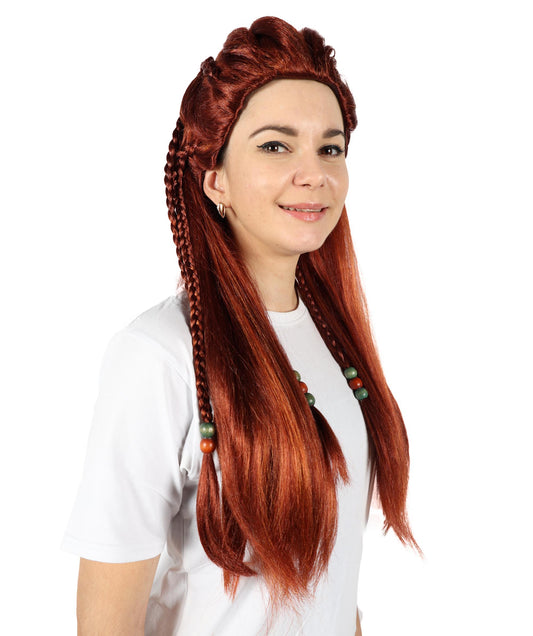Wigs2you H-7138 勇猛な女狩人をイメージした戦士風の編み込みロングブラウンウィッグ｜ハロウィン＆コスプレ用ウィッグ｜難燃性合成繊維