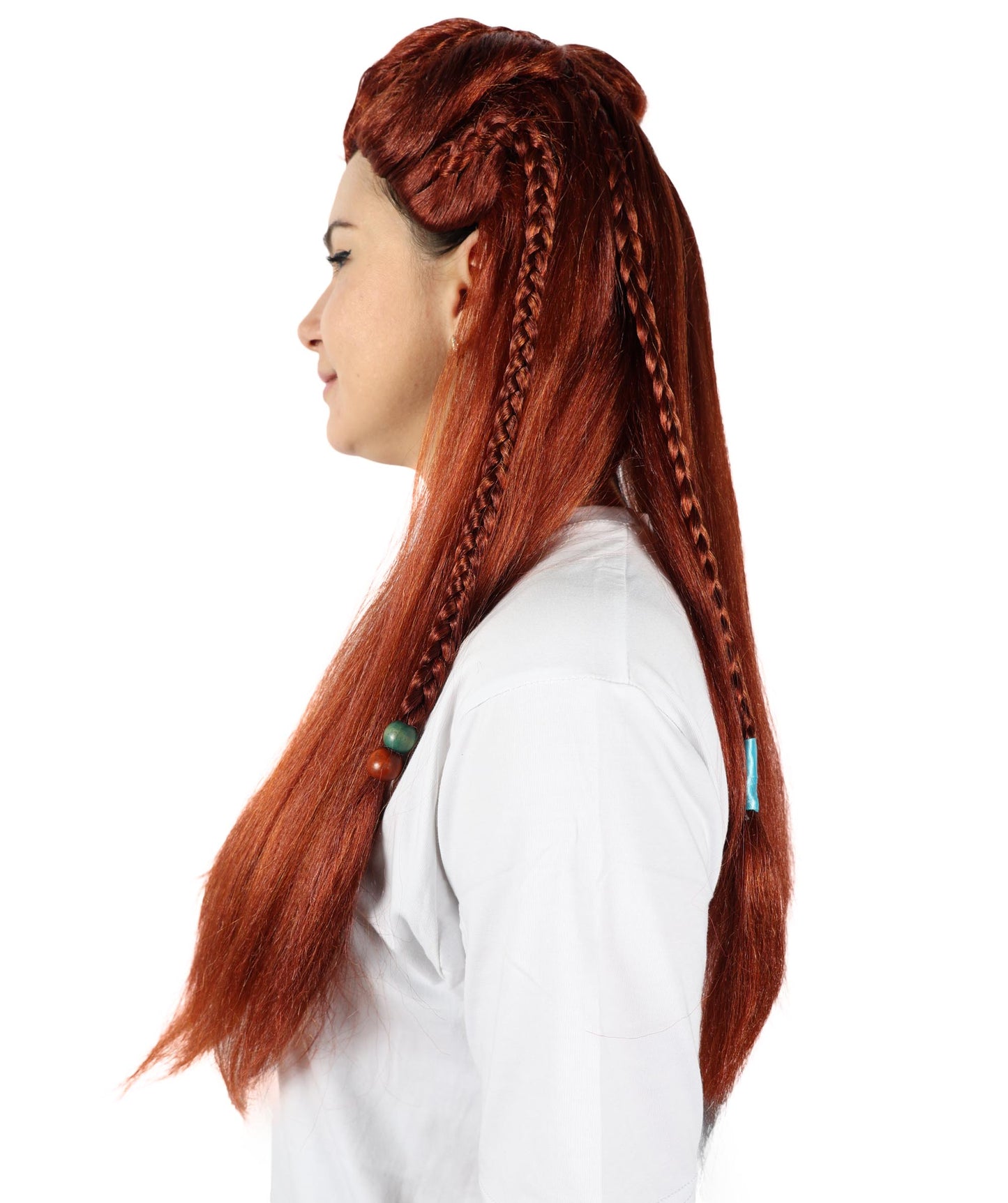 Wigs2you H-7138 勇猛な女狩人をイメージした戦士風の編み込みロングブラウンウィッグ｜ハロウィン＆コスプレ用ウィッグ｜難燃性合成繊維