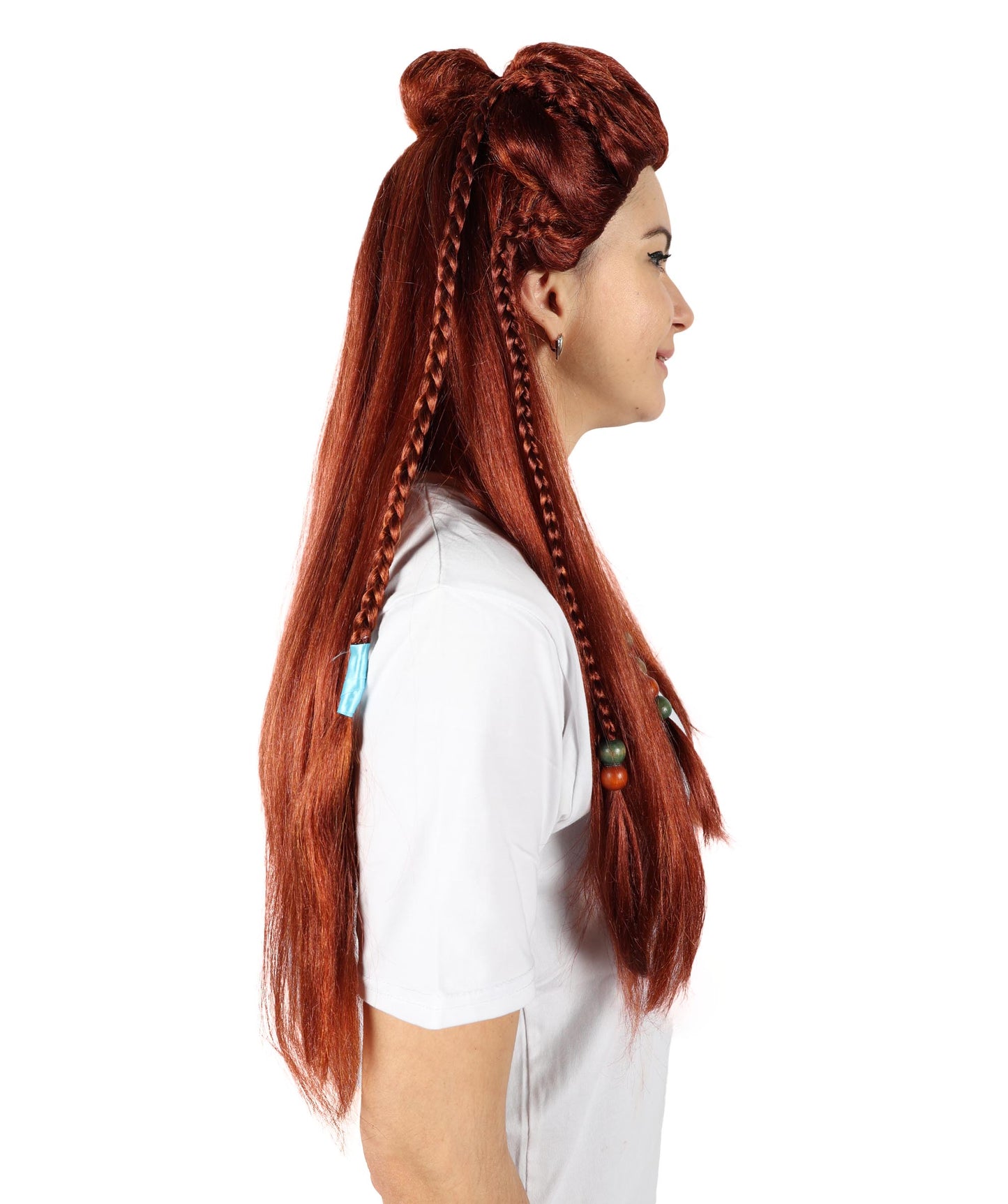 Wigs2you H-7138 勇猛な女狩人をイメージした戦士風の編み込みロングブラウンウィッグ｜ハロウィン＆コスプレ用ウィッグ｜難燃性合成繊維