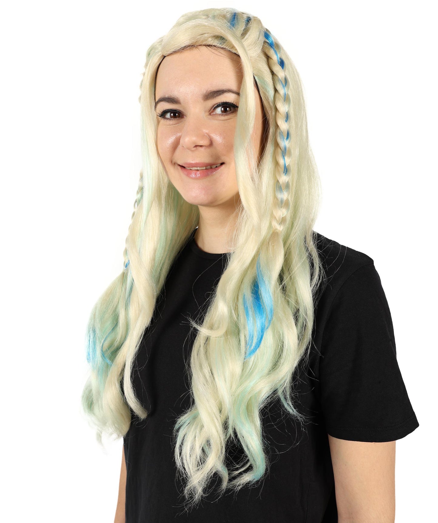 Wigs2you H-7142 ロングウェーブのマルチドラァグクイーンウィッグ（編み込みスタイル）｜ハロウィン＆コスプレウィッグ｜難燃性合成繊維、