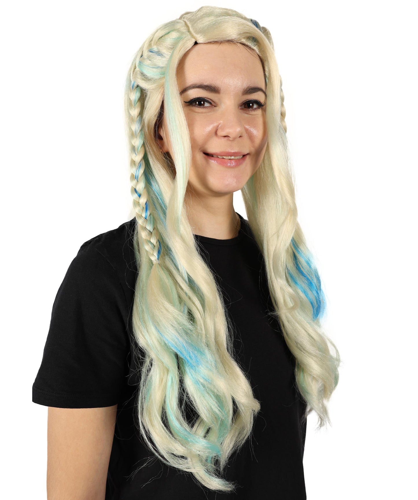 Wigs2you H-7142 ロングウェーブのマルチドラァグクイーンウィッグ（編み込みスタイル）｜ハロウィン＆コスプレウィッグ｜難燃性合成繊維、