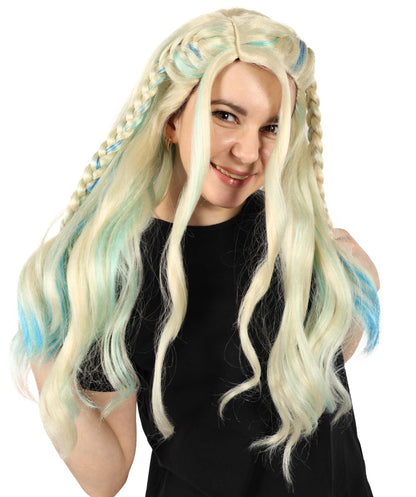 Wigs2you H-7142 ロングウェーブのマルチドラァグクイーンウィッグ（編み込みスタイル）｜ハロウィン＆コスプレウィッグ｜難燃性合成繊維、