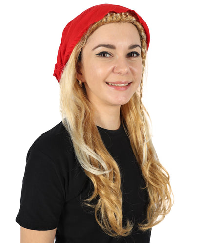Wigs2you H-7150 コスプレウィッグ レディース ロング ウェーブ 21インチ フルウィッグ 赤バンダナ付き 海賊風 パイレーツスタイル 耐熱ファイバー ハロウィン 仮装 イベント パーティー