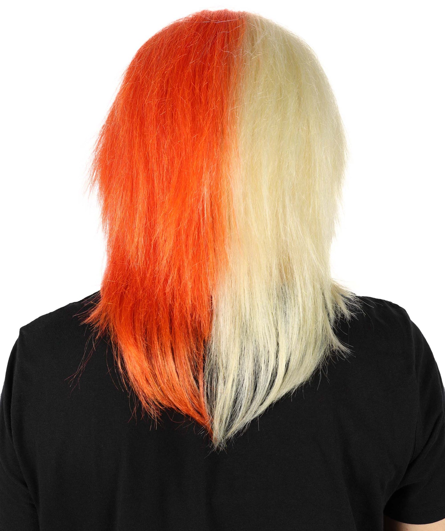 Wigs2you H-7152 コスプレウィッグ レディース レッド＆ブロンド ツートンカラー マレットウィッグ フルウィッグ レイヤーカット 前髪付き 耐熱ファイバー ロック風 レトロスタイル ファッション ハロウィン イベント