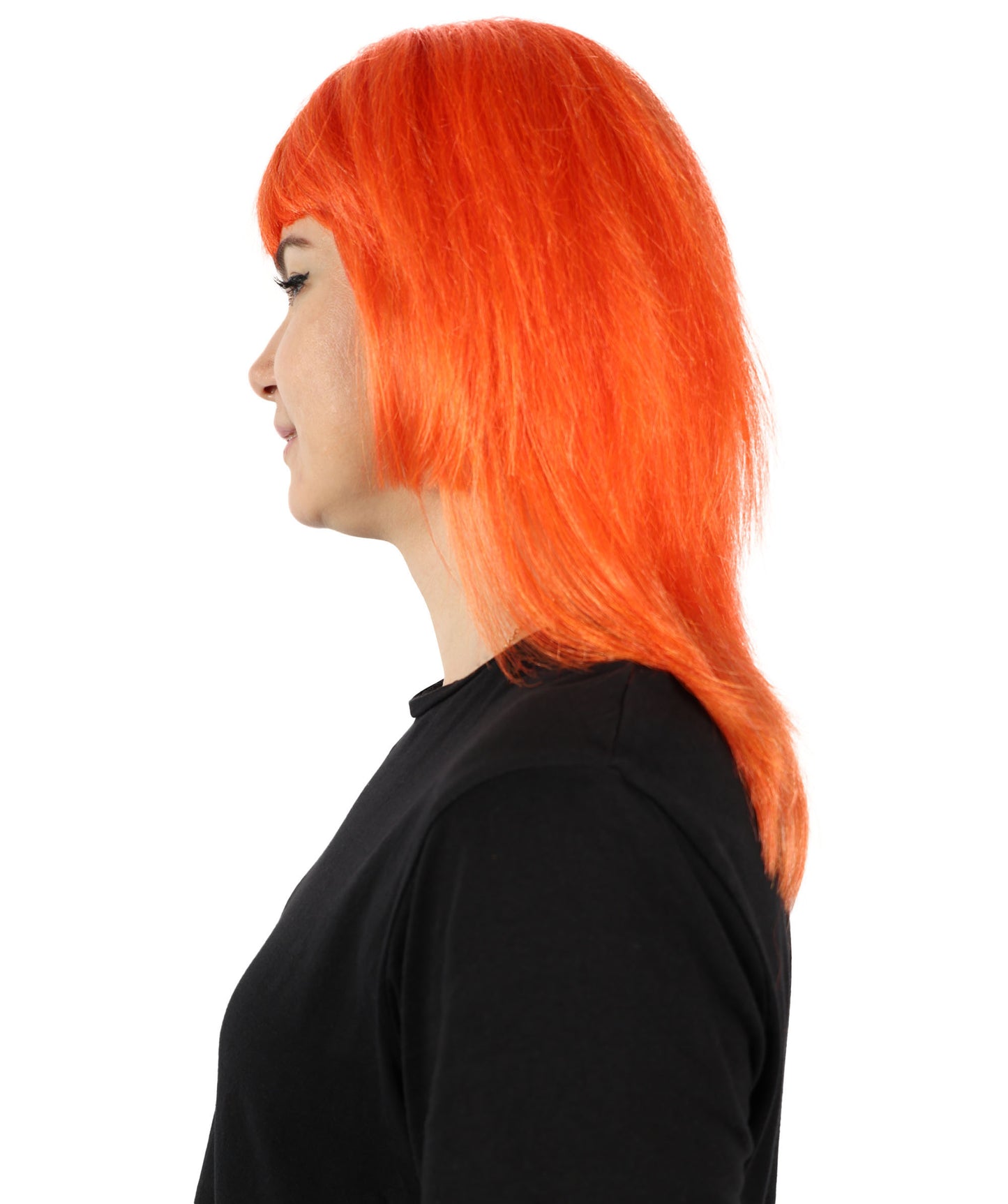 Wigs2you H-7152 コスプレウィッグ レディース レッド＆ブロンド ツートンカラー マレットウィッグ フルウィッグ レイヤーカット 前髪付き 耐熱ファイバー ロック風 レトロスタイル ファッション ハロウィン イベント