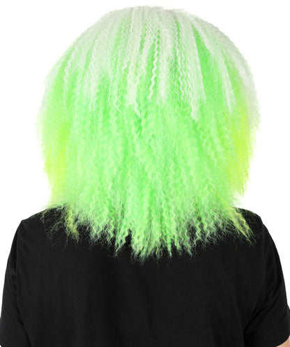 Wigs2you H-7154 コスプレウィッグ レディース ホワイト＆ネオングリーン クランプウェーブ フルウィッグ ボリュームスタイル 耐熱ファイバー ゴシック風 ファンタジー風 ハロウィン 仮装 テーマパーティー イベント