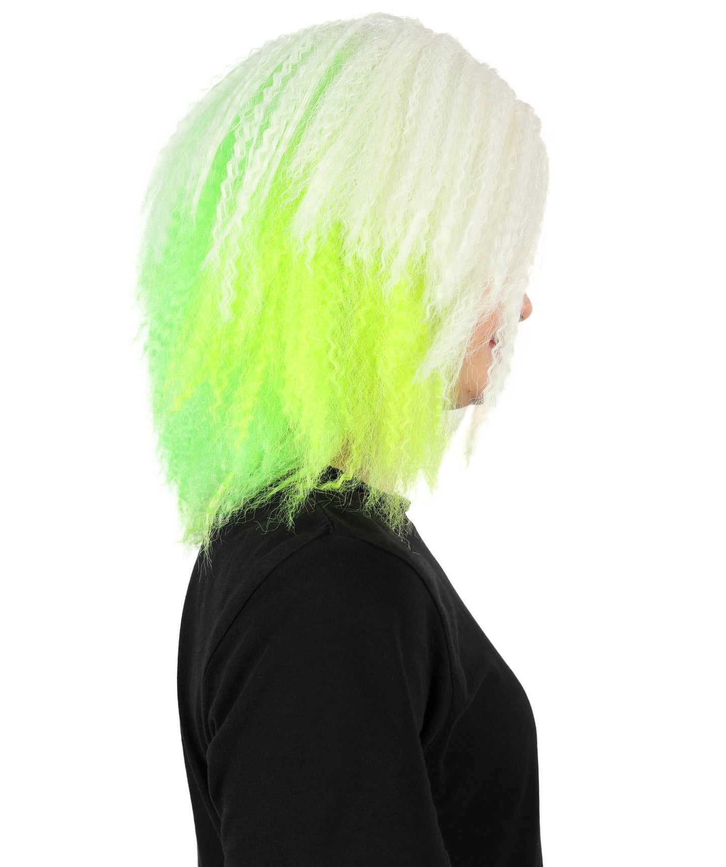 Wigs2you H-7154 コスプレウィッグ レディース ホワイト＆ネオングリーン クランプウェーブ フルウィッグ ボリュームスタイル 耐熱ファイバー ゴシック風 ファンタジー風 ハロウィン 仮装 テーマパーティー イベント