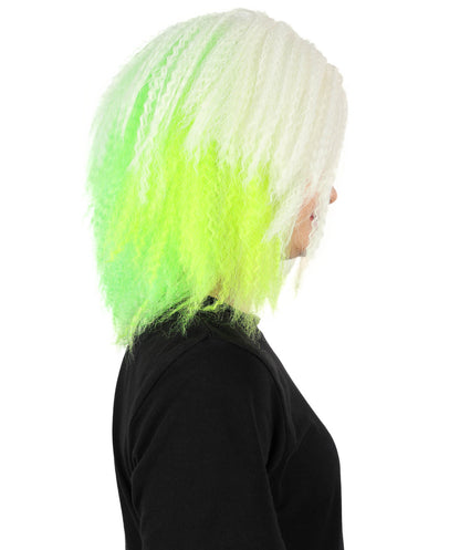 Wigs2you H-7154 コスプレウィッグ レディース ホワイト＆ネオングリーン クランプウェーブ フルウィッグ ボリュームスタイル 耐熱ファイバー ゴシック風 ファンタジー風 ハロウィン 仮装 テーマパーティー イベント