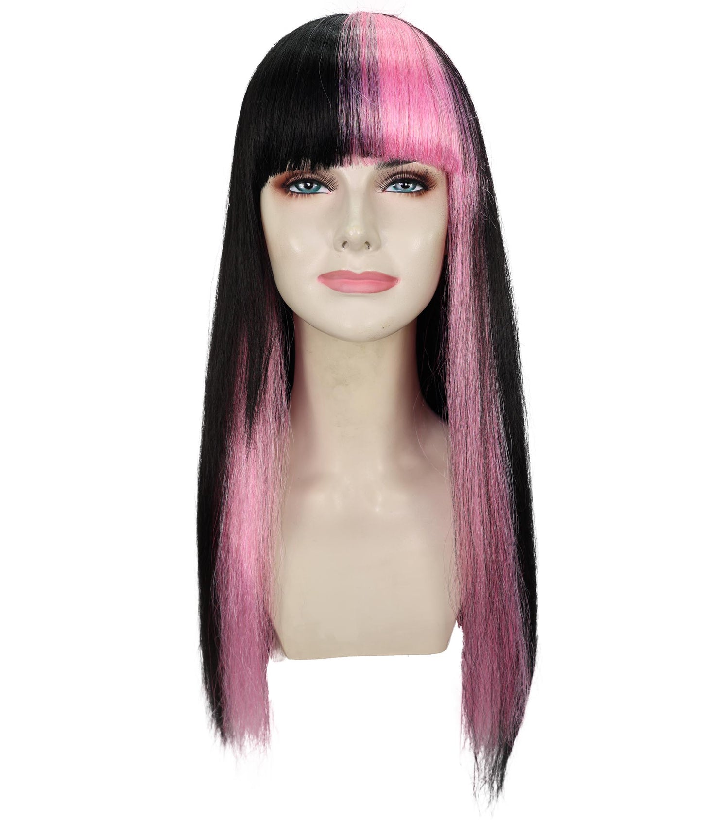 Wigs2you H-7156 コスプレウィッグ レディース ブラック＆ピンク ツートンカラー ロング ストレート フルウィッグ 耐熱ファイバー アニメ風 ハロウィン 仮装 イベント パーティー