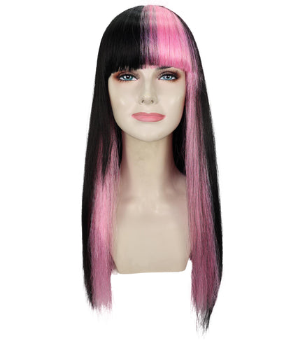 Wigs2you H-7156 コスプレウィッグ レディース ブラック＆ピンク ツートンカラー ロング ストレート フルウィッグ 耐熱ファイバー アニメ風 ハロウィン 仮装 イベント パーティー