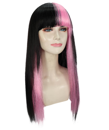 Wigs2you H-7156 コスプレウィッグ レディース ブラック＆ピンク ツートンカラー ロング ストレート フルウィッグ 耐熱ファイバー アニメ風 ハロウィン 仮装 イベント パーティー