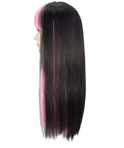 Wigs2you H-7156 コスプレウィッグ レディース ブラック＆ピンク ツートンカラー ロング ストレート フルウィッグ 耐熱ファイバー アニメ風 ハロウィン 仮装 イベント パーティー