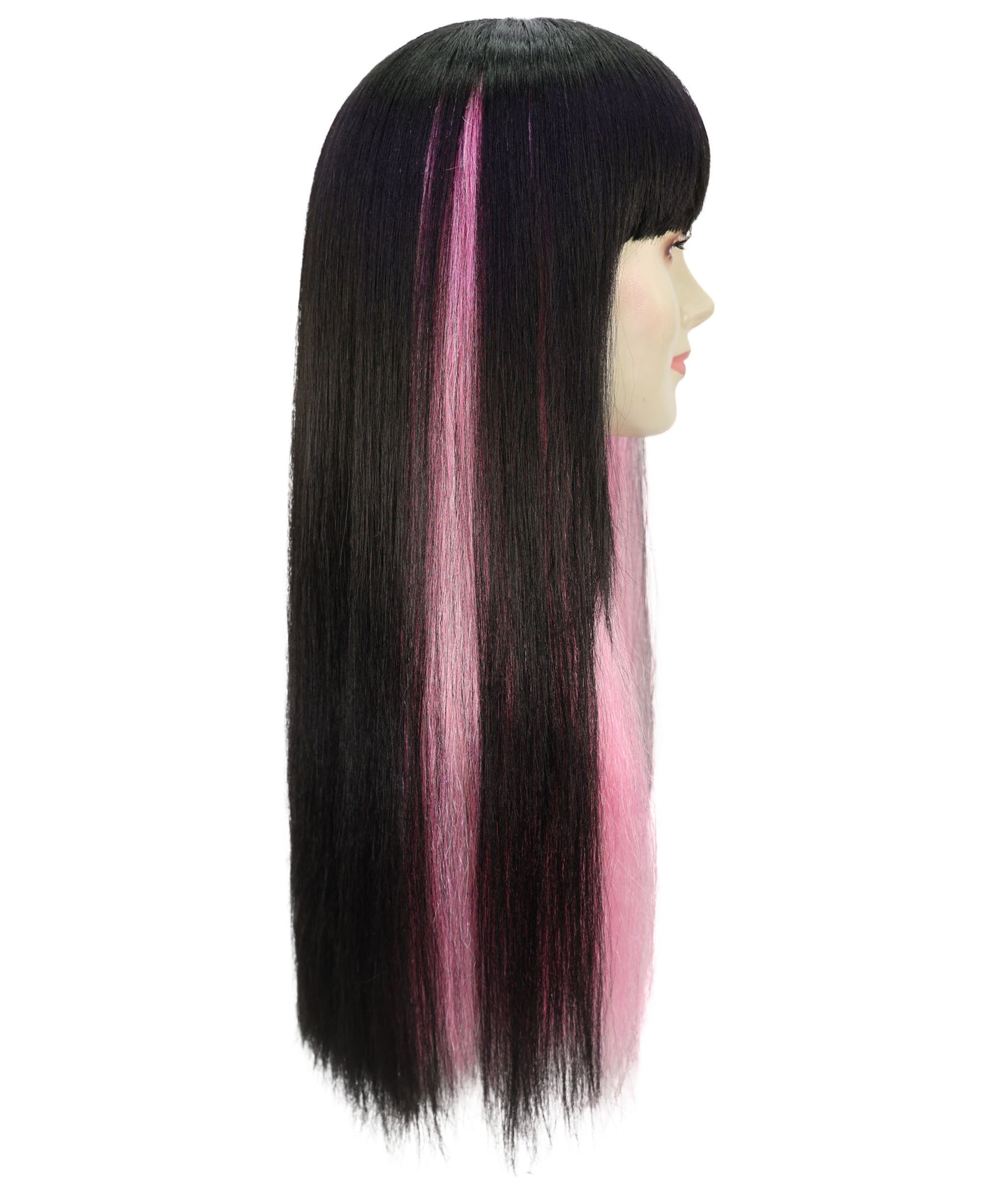 Wigs2you H-7156 コスプレウィッグ レディース ブラック＆ピンク ツートンカラー ロング ストレート フルウィッグ 耐熱ファイバー アニメ風 ハロウィン 仮装 イベント パーティー