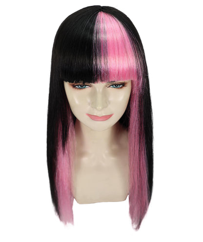 Wigs2you H-7156 コスプレウィッグ レディース ブラック＆ピンク ツートンカラー ロング ストレート フルウィッグ 耐熱ファイバー アニメ風 ハロウィン 仮装 イベント パーティー
