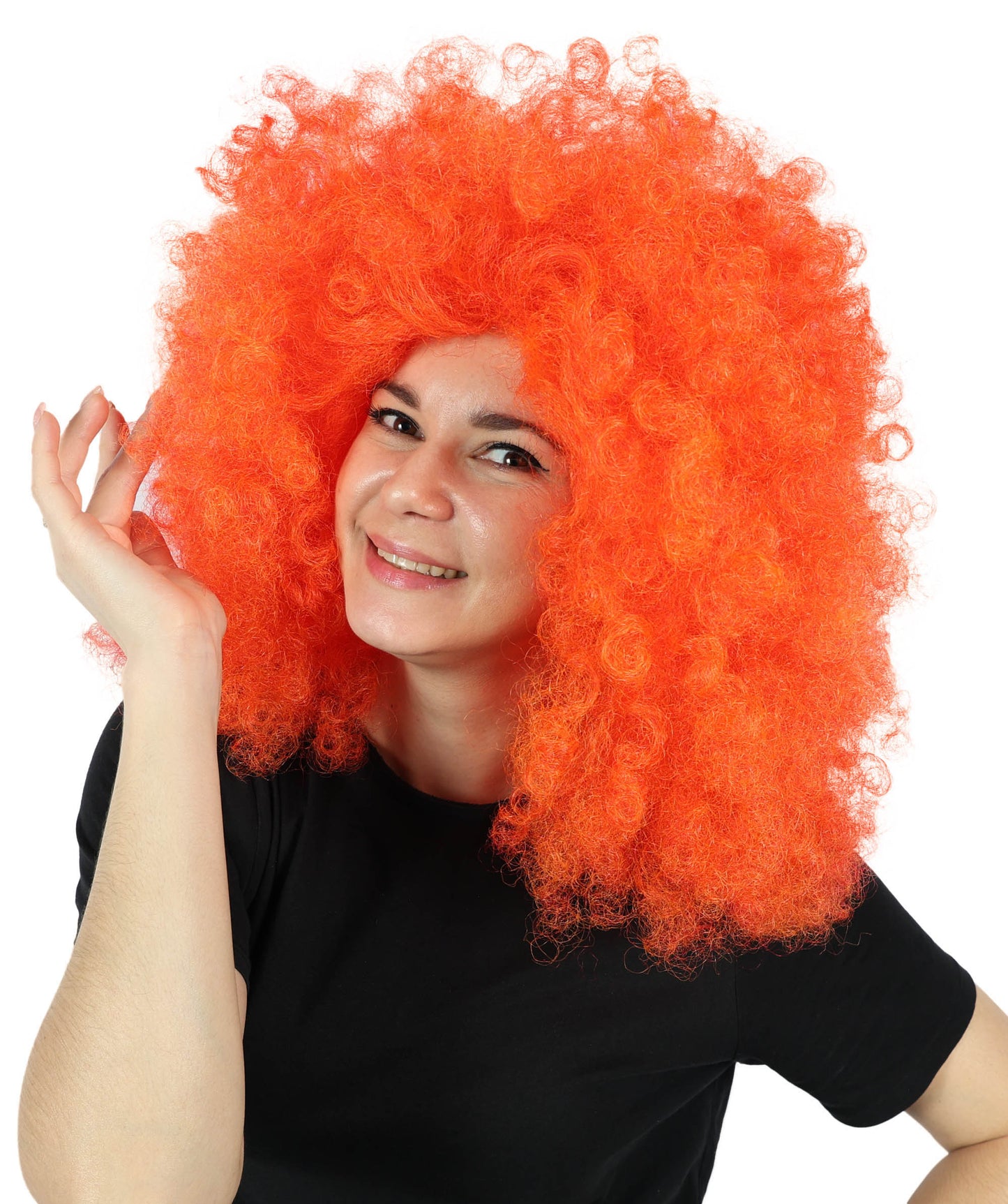 Wigs2you H-7158 女性用 ニコラ レッド ボリュームのあるアフロカーリーウィッグ | ロング合成レースフロントウィッグ | コスプレ、ドラァグ、ディスコ、イベント用のボリュームヘアパーティウィッグ