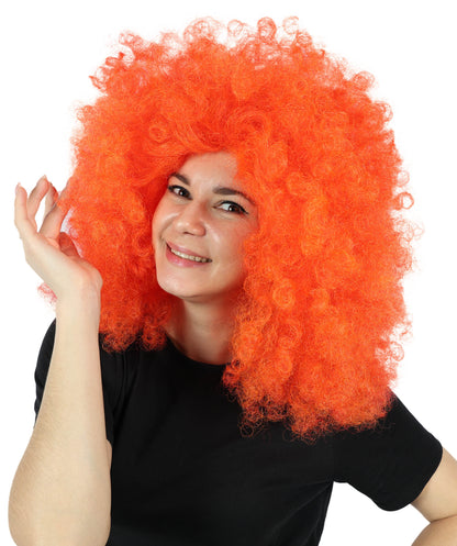 Wigs2you H-7158 女性用 ニコラ レッド ボリュームのあるアフロカーリーウィッグ | ロング合成レースフロントウィッグ | コスプレ、ドラァグ、ディスコ、イベント用のボリュームヘアパーティウィッグ