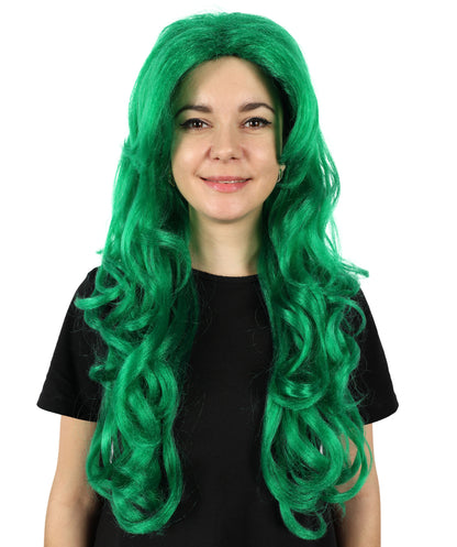 Wigs2you H-7160 女性用 60cm エクストラロング ウェーブグリーンウィッグ | 人魚をイメージしたファンタジーウィッグ、アニメ、テーマイベントに最適