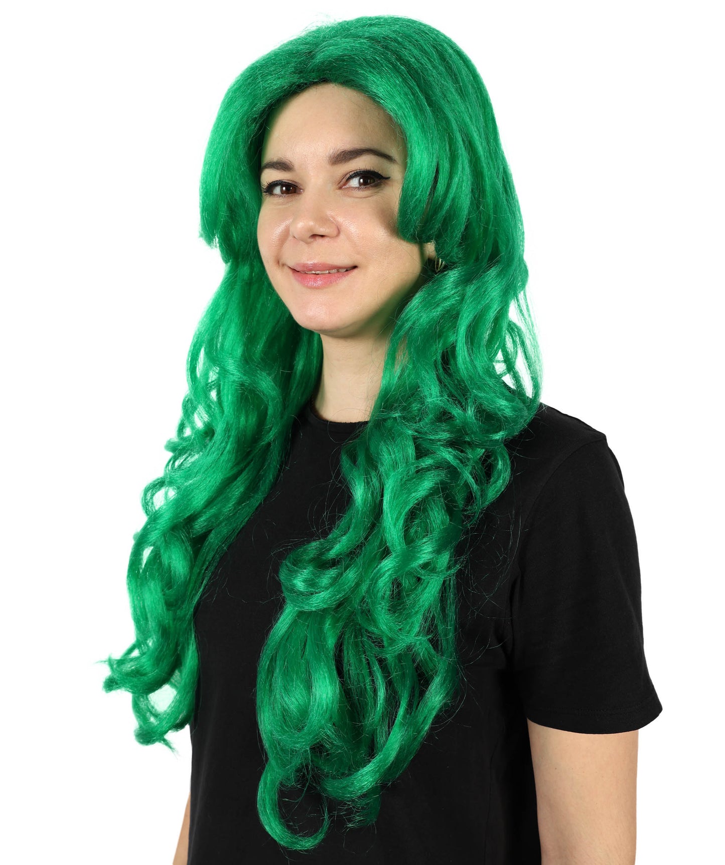 Wigs2you H-7160 女性用 60cm エクストラロング ウェーブグリーンウィッグ | 人魚をイメージしたファンタジーウィッグ、アニメ、テーマイベントに最適