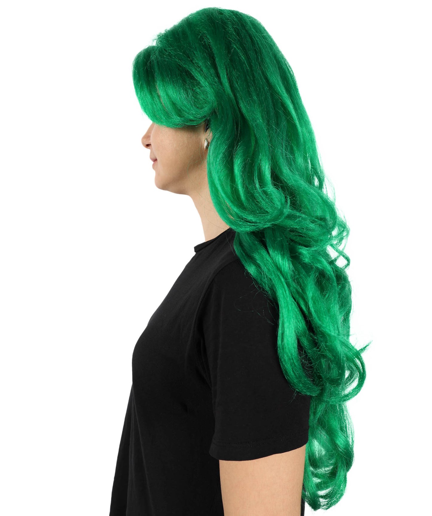 Wigs2you H-7160 女性用 60cm エクストラロング ウェーブグリーンウィッグ | 人魚をイメージしたファンタジーウィッグ、アニメ、テーマイベントに最適