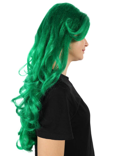 Wigs2you H-7160 女性用 60cm エクストラロング ウェーブグリーンウィッグ | 人魚をイメージしたファンタジーウィッグ、アニメ、テーマイベントに最適