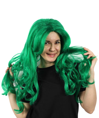 Wigs2you H-7160 女性用 60cm エクストラロング ウェーブグリーンウィッグ | 人魚をイメージしたファンタジーウィッグ、アニメ、テーマイベントに最適