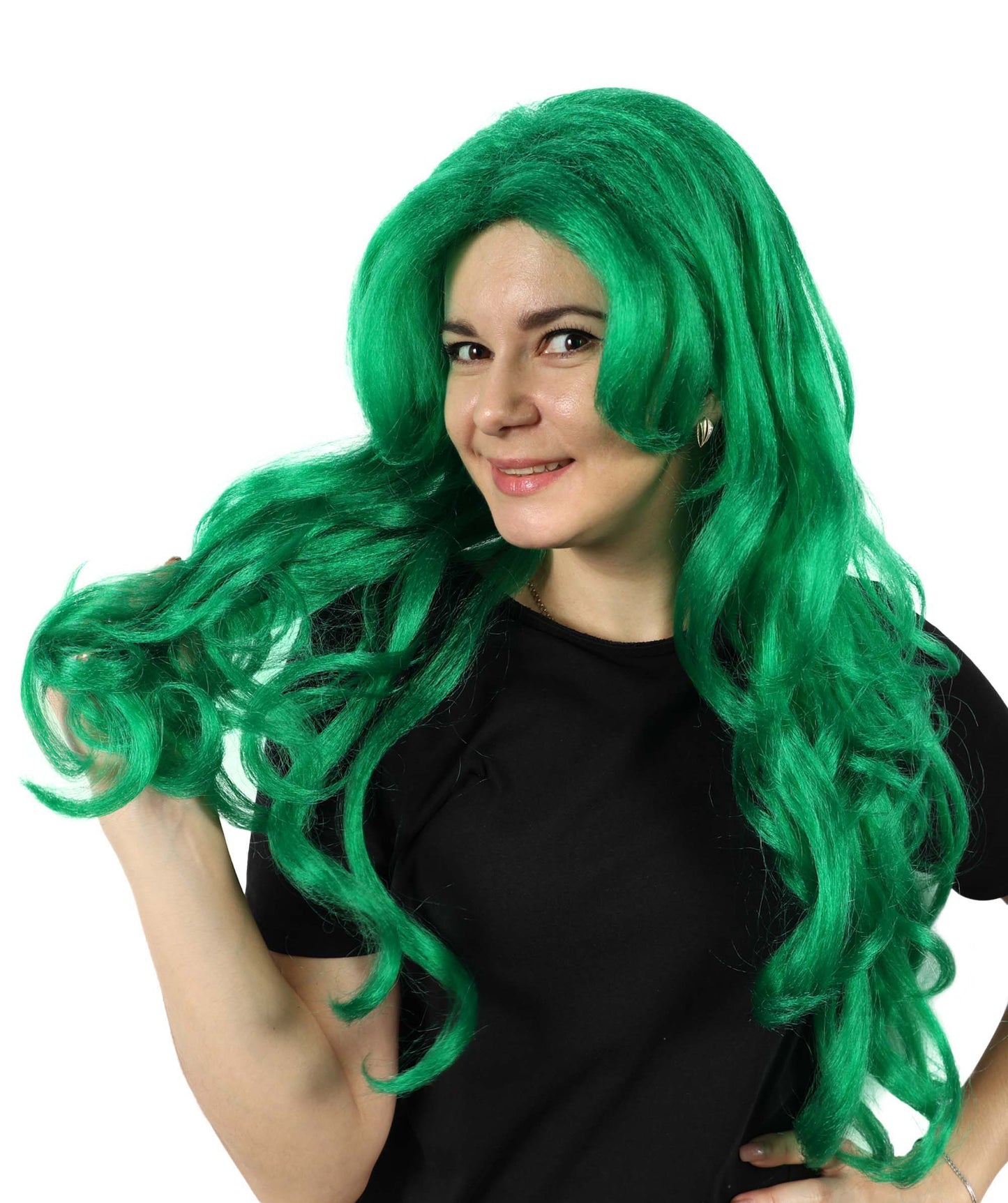 Wigs2you H-7160 女性用 60cm エクストラロング ウェーブグリーンウィッグ | 人魚をイメージしたファンタジーウィッグ、アニメ、テーマイベントに最適