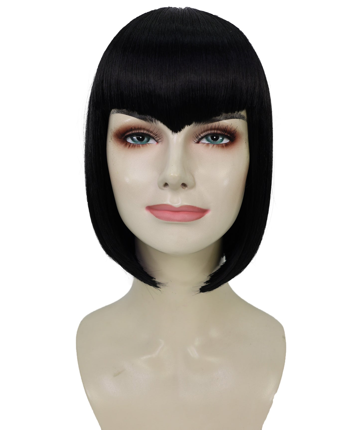 Wigs2you H-7164レディース ブラック ショートストレートウィッグ | 軽量 合成繊維 フルウィッグ | コスプレ・ハロウィン・テーマパーティー・イベント用