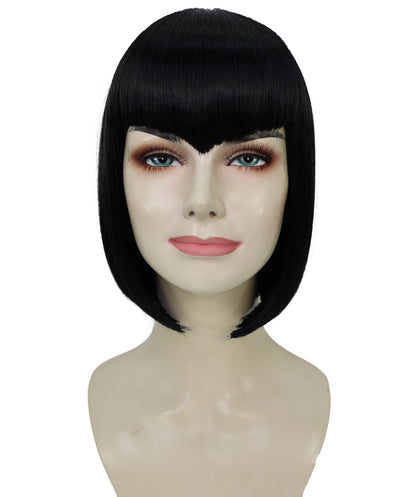 Wigs2you H-7164レディース ブラック ショートストレートウィッグ | 軽量 合成繊維 フルウィッグ | コスプレ・ハロウィン・テーマパーティー・イベント用
