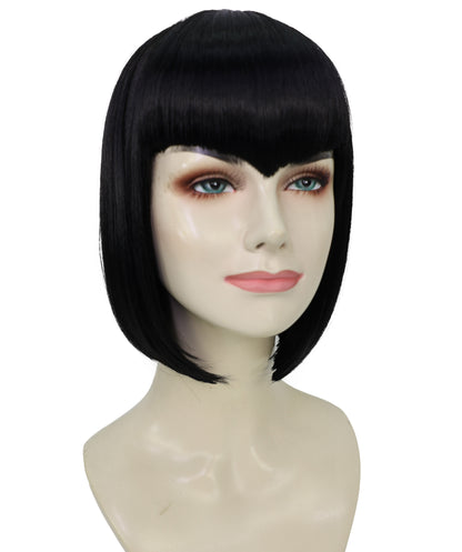Wigs2you H-7164レディース ブラック ショートストレートウィッグ | 軽量 合成繊維 フルウィッグ | コスプレ・ハロウィン・テーマパーティー・イベント用