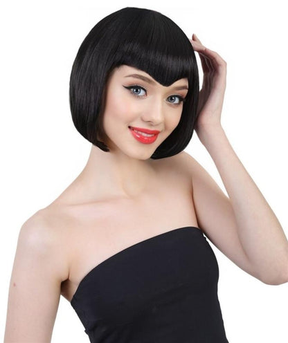 Wigs2you H-7164レディース ブラック ショートストレートウィッグ | 軽量 合成繊維 フルウィッグ | コスプレ・ハロウィン・テーマパーティー・イベント用