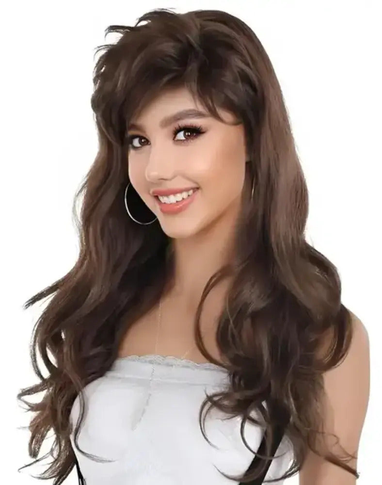 Wigs2you H-7166レディース マホガニーブラウン レイヤーウィッグ 前髪付き | 軽量 合成繊維 フルウィッグ | レトロスタイル コスプレ・ハロウィン・テーマパーティー・イベント用