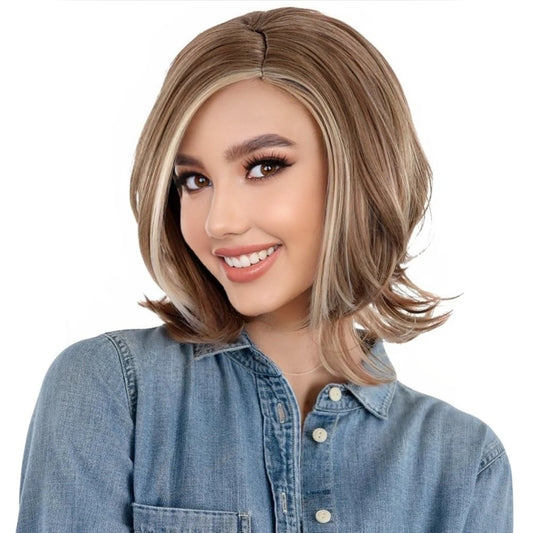 Wigs2you H-7167 女性用ショートレイヤードストレートマルチウィッグ、調節可能な軽量合成繊維、ハロウィンコスプレやレトロイベントに最適