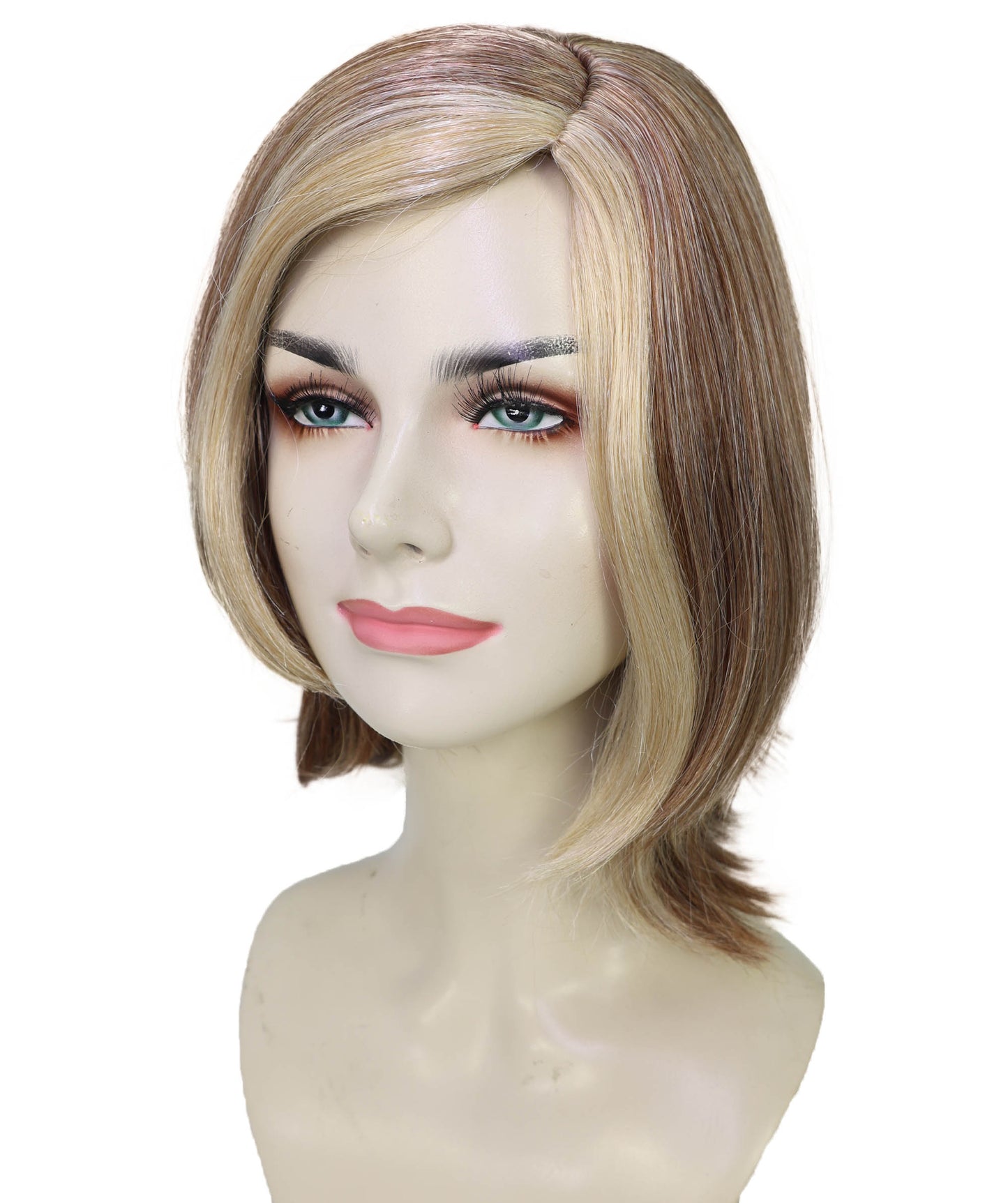 Wigs2you H-7167 女性用ショートレイヤードストレートマルチウィッグ、調節可能な軽量合成繊維、ハロウィンコスプレやレトロイベントに最適