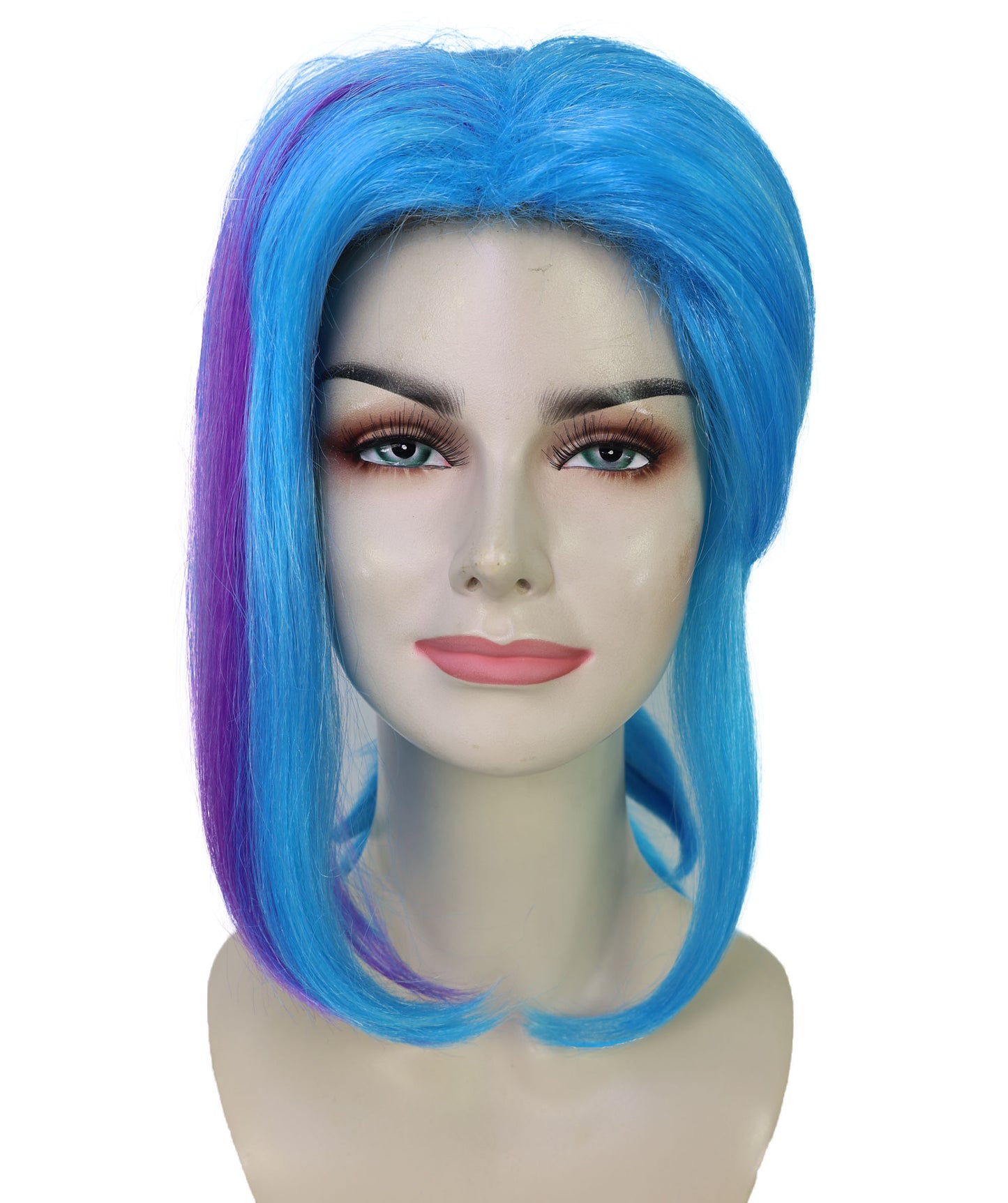 Wigs2you H-7168レディース ブルー ミディアムウィッグ ポニーテールスタイル | パープルメッシュ入り 難燃性 合成繊維 フルウィッグ | コスプレ・ハロウィン・イベント用