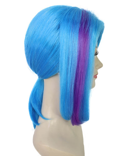 Wigs2you H-7168レディース ブルー ミディアムウィッグ ポニーテールスタイル | パープルメッシュ入り 難燃性 合成繊維 フルウィッグ | コスプレ・ハロウィン・イベント用