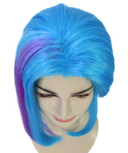 Wigs2you H-7168レディース ブルー ミディアムウィッグ ポニーテールスタイル | パープルメッシュ入り 難燃性 合成繊維 フルウィッグ | コスプレ・ハロウィン・イベント用