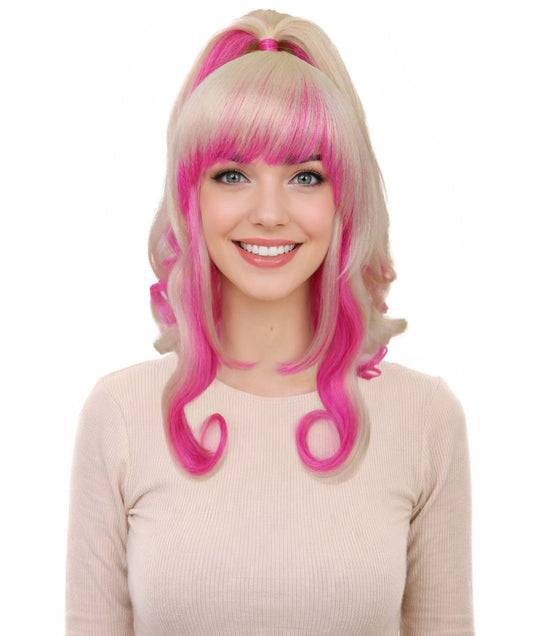 Wigs2you H-7169大人女性用フェアリーファンタジーブロンド＆ピンクの魔法のハイポニーテールウィッグ｜ハロウィン＆コスプレウィッグ｜難燃性合成繊維