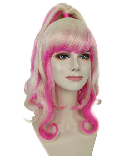 Wigs2you H-7169大人女性用フェアリーファンタジーブロンド＆ピンクの魔法のハイポニーテールウィッグ｜ハロウィン＆コスプレウィッグ｜難燃性合成繊維