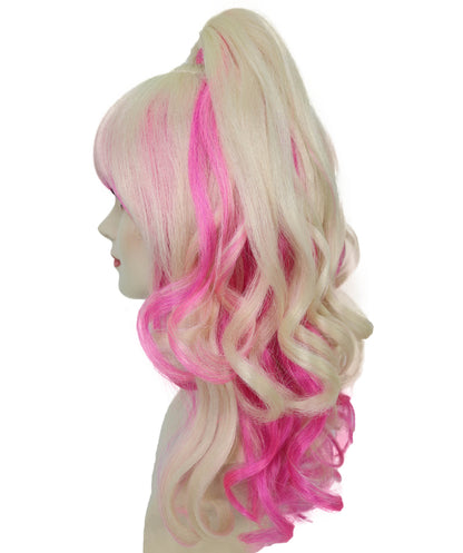 Wigs2you H-7169大人女性用フェアリーファンタジーブロンド＆ピンクの魔法のハイポニーテールウィッグ｜ハロウィン＆コスプレウィッグ｜難燃性合成繊維