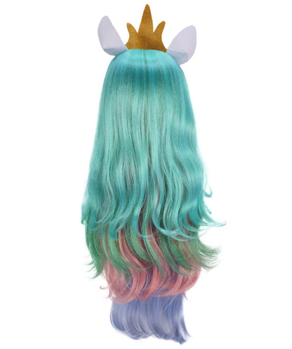 Wigs2you H-7172レディース パステルレインボー ロングウィッグ 角・王冠付き | 難燃性 合成繊維 フルウィッグ | コスプレ・ハロウィン・イベント・テーマパーティー用
