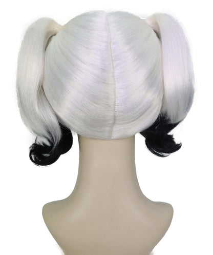 Wigs2you H-7175レディース ブラック＆ホワイト ツインテールウィッグ 前髪付き | スプリットカラー カール 合成繊維 フルウィッグ | コスプレ・ハロウィン・仮装・イベント・パーティー・普段使い用