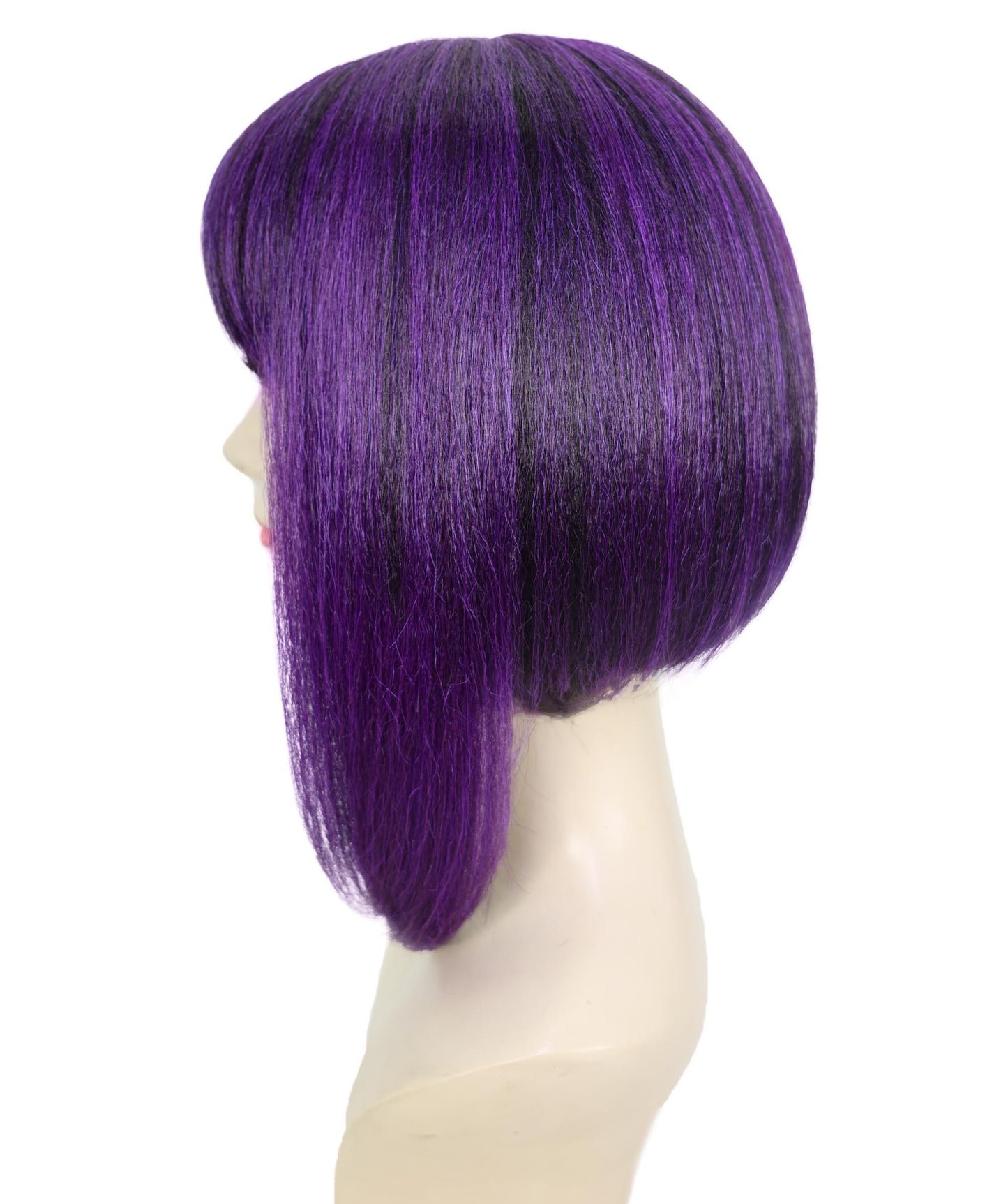 Wigs2you H-7177レディース ブラック＆パープル ミディアムボブウィッグ サイドバング付き | ストレート 合成繊維 フルウィッグ 通気性 キャップレス | コスプレ・ハロウィン・イベント・普段使い用