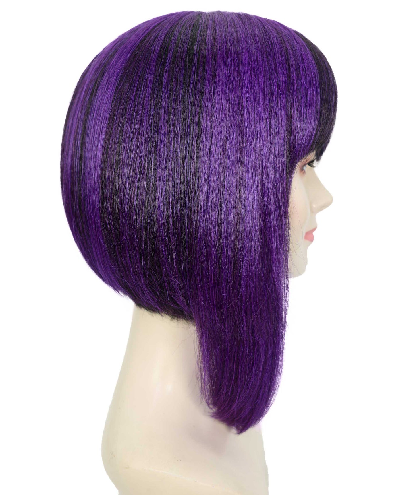 Wigs2you H-7177レディース ブラック＆パープル ミディアムボブウィッグ サイドバング付き | ストレート 合成繊維 フルウィッグ 通気性 キャップレス | コスプレ・ハロウィン・イベント・普段使い用