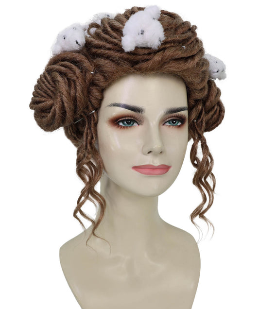 Wigs2you H-7178 女性用フェイクロックスブラウンウィッグ（かわいいぬいぐるみヘアクリップ付き）｜合成ドレッドロックスタイルウィッグ｜ファッションやパーティーに最適