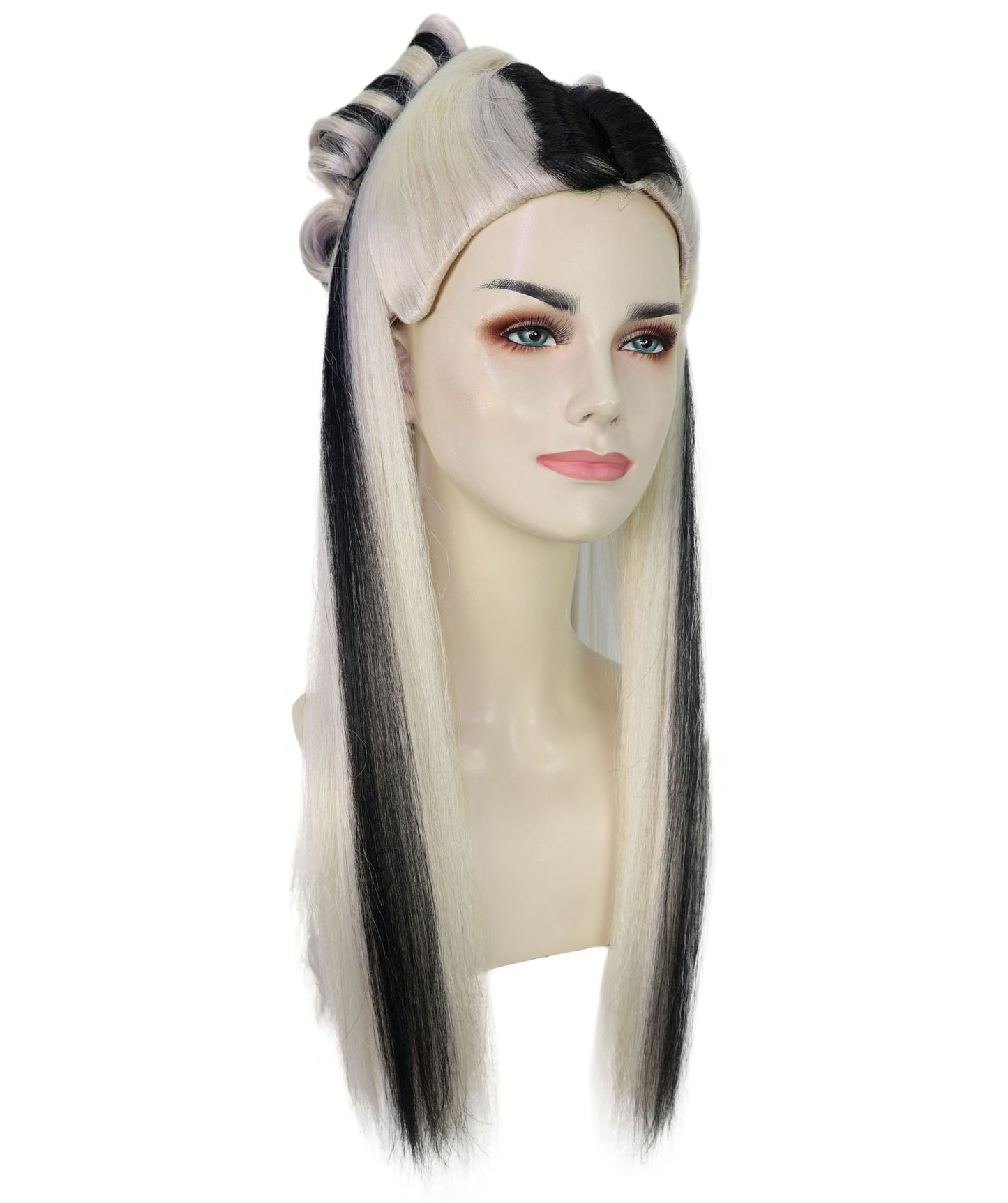 Wigs2you H-7179レディース ブラック＆ブロンド ロング ハイポニーテールウィッグ プラチナカラー | 合成繊維 フルウィッグ | コスプレ・ハロウィン・イベント・パーティー・普段使い用